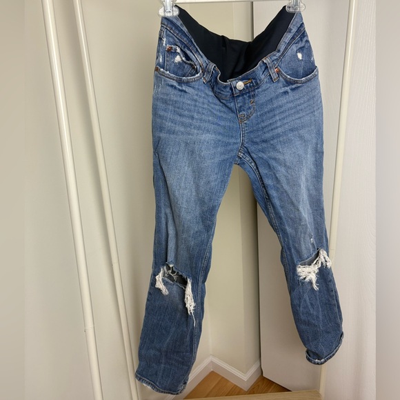 Abercrombie & Fitch Denim - Abercrombie & Fitch Blue Distressed Ankle Maternity Jeans